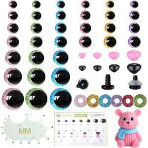 뮤쿤니아 160개 세탁기로 아미구루미를 위한 12-35mm 3D 달 안전 눈과 코 세척기로 만든 대형 플라스틱 코바늘 눈 인형 공예품 장난감 제작 용품
