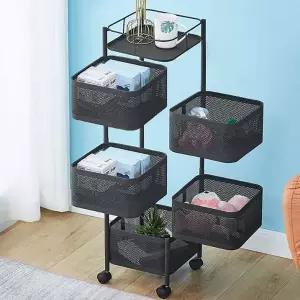 철제 ANE343T3 5단 회전 사각트롤리 바퀴트롤리 블랙