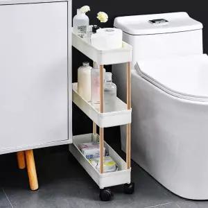 3단 VRS184V6 선반 슬림 폭 14cm 이동형 우드 봉 이동식