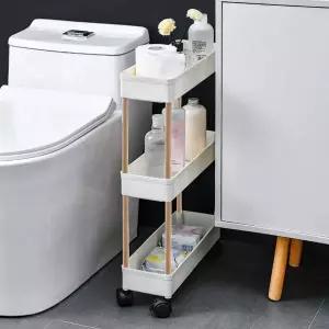 슬림 EJK059G9 3단 이동식 틈새선반(폭14cm) (우드봉)
