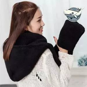 여자 따뜻한 후드넥 슬림핏 목도리 학생 커플 후드머플러