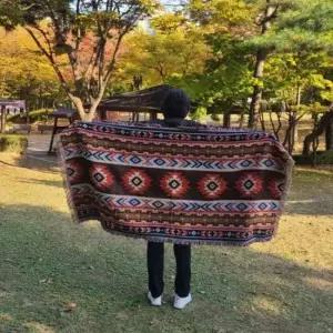 캠핑러그 130x180 쇼파커버 에스닉레드 겨울 따뜻한 쇼파덮개