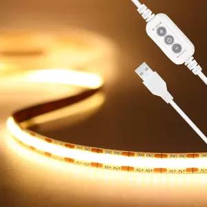 PAUTIX COB LED 스트립 조명 5V USB 전원 도트리스 초밝은 조광 3000K 따뜻한 흰색 6.56피트 TV 백라이트