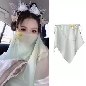 복고 사극소품 베일 선녀 입가리개 중국코스프레 전통