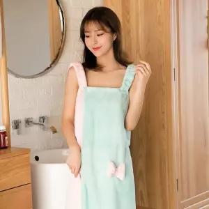컬러 극세사샤워가운 스커트 샤워가운 극세사목욕가운 리본