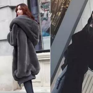 여성 캐주얼 후드 코트 공항 데일리 패션 인조 모피