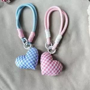 체크 하트 키링 가방고리 키홀더 폰스트랩 1p 열쇠고리