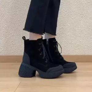 빈티지 여성 워커 슈즈 키높이 앵클부츠 라운드 스트랩 워커힐 버전 옆 리얼 소가죽 가죽 지퍼 머리 admr5