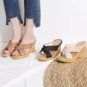 [신세계라이브쇼핑][옷자락] 여자 여름 데일리 편안한 웨지 뮬 샌들