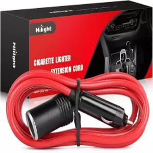 Nilight 시가 라이터 연장 코드 케이블 헤비 듀티 6피트 12V/24V 차량용 충전기 플러그 소켓 포함 2년 보증