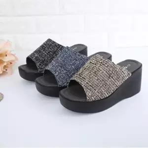 여자 데일리 웨지 통굽 뮬 샌들 슬리퍼