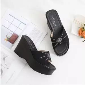 여자 데일리 편안한 여름 웨지 통굽 뮬 샌들