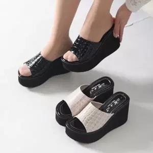 여자 데일리 바캉스 웨지 뮬 샌들