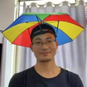 ( )D 머리에 쓰는 우산 모자 모자우산 햇빛가리개 무지개모자 낚시모자
