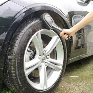 고강도 곡선형 플라스틱 광택 타이어 클리닝 왁스 브러시 손잡이 스펀지 타원형 타이어 세차용 브러시