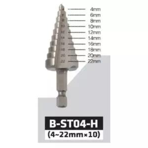 [RIZPICK]92534 육각 샹크 스텝드릴 B-ST04-H 4-22mm