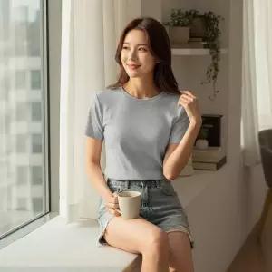 Rly 스판 티셔츠 엘히앤 베이직 무지