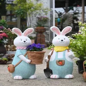 토끼 가족 화분 식물 정원 팬션 다육 카페 야외 조형물