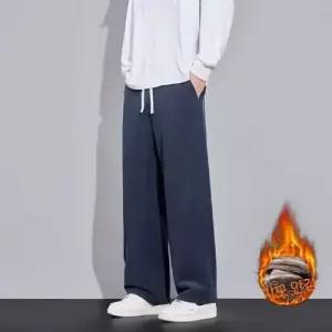 보니따스 팬츠 면 니트 캐주얼 남성 기모 편한 일자 체크 와이드 ADOR1