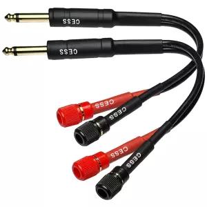 CNCESS ESS-094 솔더리스 1/4인치 TS 플러그 어댑터 단자 바나나 암 잭/바인딩 포스트 2팩