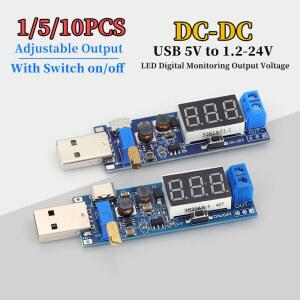 10PCS 부스트 컨버터 USB 가변 공급 모듈 24V 2V 스텝 5V 다운 장치 전원