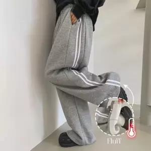 옷자락 여성 모던 스트라이프 와이드 밴딩 팬츠
