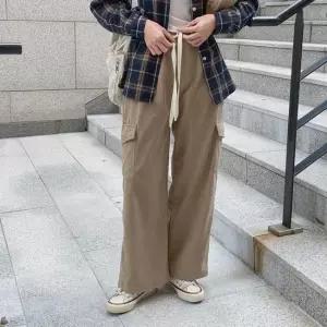 옷자락 여성 골덴 편안한 밴딩 와이드 바지 팬츠