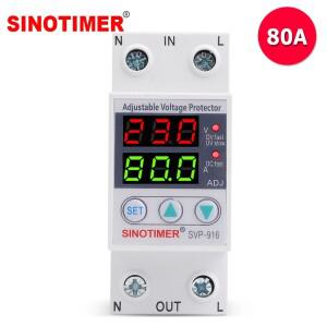 가정용 듀얼 LED 디스플레이 40A 63A DIN 레일 230V 조정 가능 전압 서지 보호 계전기 전류 제한 포함