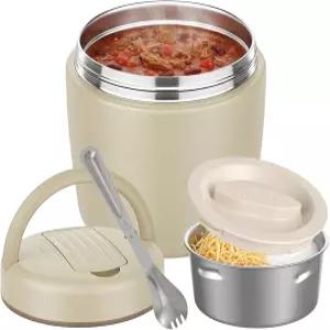 뜨거운 음식을 위한 써모 32OZ 진공 단열 식품 병 학교 사무실용 스푼 포함 스테인리스 스틸 수프 와이드