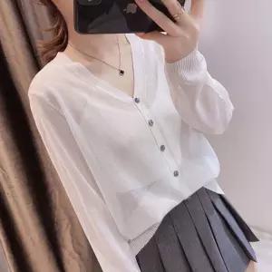 캐주얼 여성 봄 가을 여성스러운 브이넥 가디건 자켓
