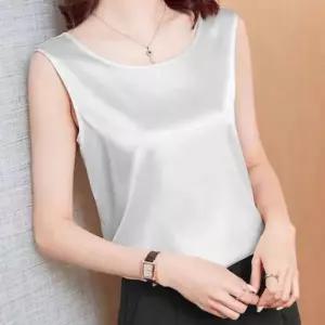 여성블라우스 기본데일리룩 고급 민소매블라우스 민소매 원픽 실키블라우스 새틴 실키 시원한 여름 여성 오