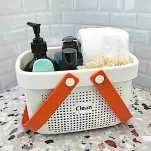 목욕바구니 바스켓 펀칭 수납바스켓 흰색