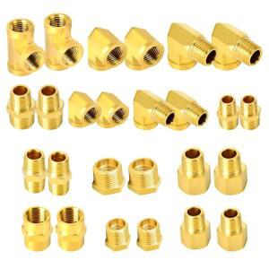 GASHER 26PCS 황동 파이프 피팅 키트, 감속기 니플, 엘보우 스트리트 어댑터, 바스톡 90도 헥스 부싱,