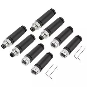 메카닉시티 4세트 3핀 M8 여성 남성 항공 커넥터 와이어 플러그 케이블용 코딩 8mm 원형 센서 방수 IP67