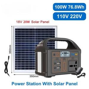 100W 24000mAh 휴대용 파워 스테이션 220V/110V 뱅크 76.8Wh 태양광 발전기 LiFePO4 야외 에너지 캠핑 여행