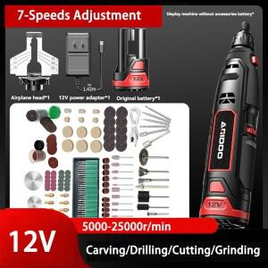 5000-25000r 12V 무선 전기 드릴 마이크로 로타리 도구 미니 그라인더 배터리 조각사 머신 톱 체인
