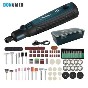 DONUMEH 무선 전기 드릴 그라인더 Dremel 로타리 도구 충전식 배터리 목공 조각 3 미니 펜