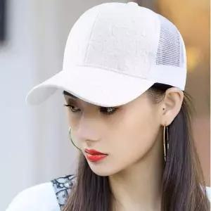 여름 여성 야구 모자 볼 캡 플라워 패턴 메쉬 망사