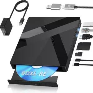 Wabacon 외장 블루레이 드라이브 40Gbps 블러레이 버너 HDMI 및 LAN 포함 100GB BDXL-RE 디스크 읽기/쓰기