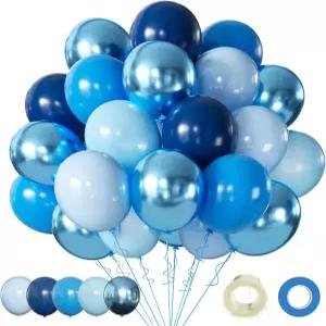생일 파티 장식용 블루 풍선 메탈릭 60Pcs 12인치 크롬 키트 마카롱 라이트 펄 네이비 라텍스