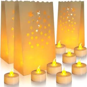 30팩의 루미너리 백 30개의 배터리로 작동하는 LED 무향 티 라이트 사실적인 불꽃이 있는 가짜 캔들