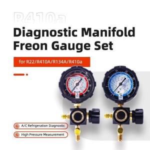 R410a 진단 매니폴드 프레온 게이지 세트사이트 글래스 포함 G1/4 R22/R410A/R134A용 고압 A/C 냉동 도구