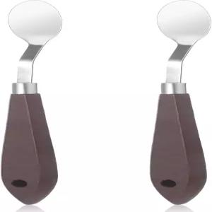 2Pcs 팔레트 나이프 20호 폭 22mm 스테인리스 스틸 타원형 아트 페인트 주걱 나무 손잡이 금속 포함 오일