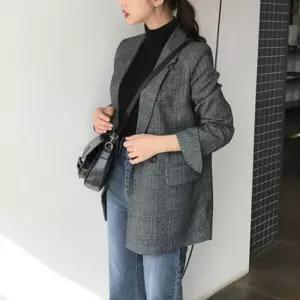 여성 클래식 체크 자켓 1P 봄가을 데이트 오피스룩