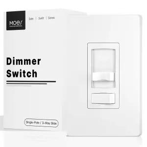 MOES 디머 라이트 스위치 LED CFL 백열전 할로겐 600와트 최대 전력 침실 복도용 디밍 슬라이드 포함