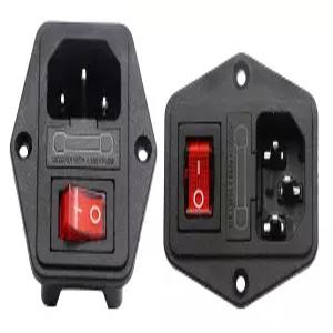 zdyCGTime 10A 250V AC 로커 스위치 전원 소켓 3핀 IEC320 C14 흡입 모듈 플러그 퓨즈(2팩)