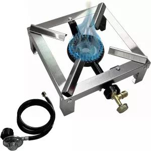 렛펑 스테인리스 스틸 야외 요리 고출력 가스 버너 싱글 프로판 4피트 0-20Psi 호스 150 000 BTU 캠핑