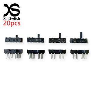 20PCS MSK-23D19 수평형 엣지 8핀 2P3T 토글 스위치 13 x 3.5mm DC12V 0.1A 3단계 듀얼 로우 슬라이드 전원