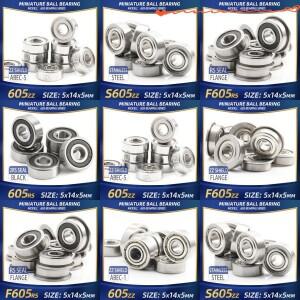 FUSHI 605 ZZ 베어링 5x14x5mm 10Pcs RS 강력한 산업용 모터 플랜지 핸드 피스 고속