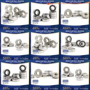 FUSHI 697 ZZ 베어링 7x17x5mm 10Pcs RS 강력한 산업용 모터 플랜지 핸드 피스 고속